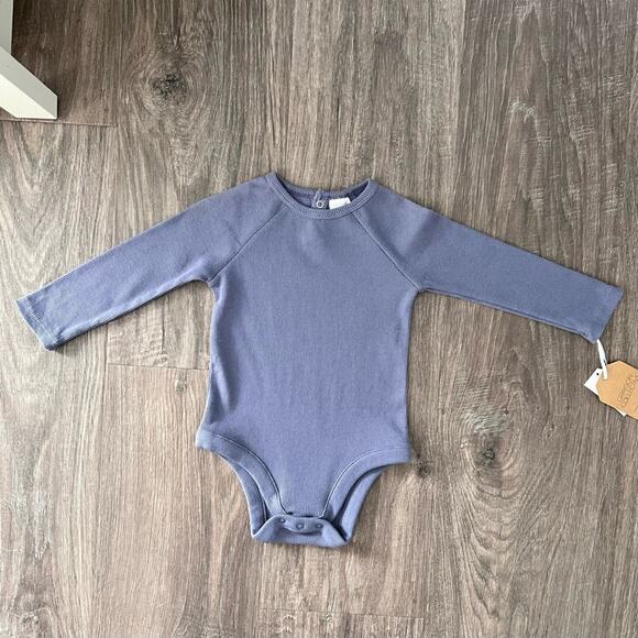 Grayson Collective Boys 2 Pc Outfit 12M Blue Ribbed Bodysuit Green Mushroom Set - Picture 6 of 11